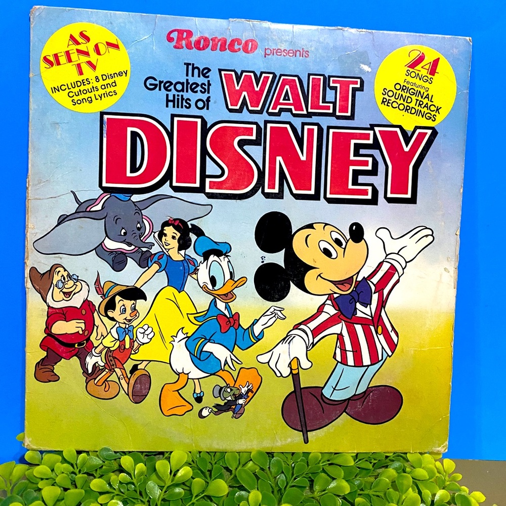 WALT DISNEY 1976 THE GREATEST HITS OF WALT DISNEY VINYL RECORD 24 SONGS RONCO - Picture 1 of 15